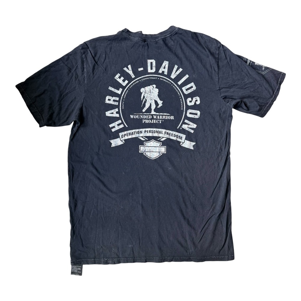 Harley Davidson‎ Mens M Wounded Warrior Operation Freedom Shirt Distressed Grail